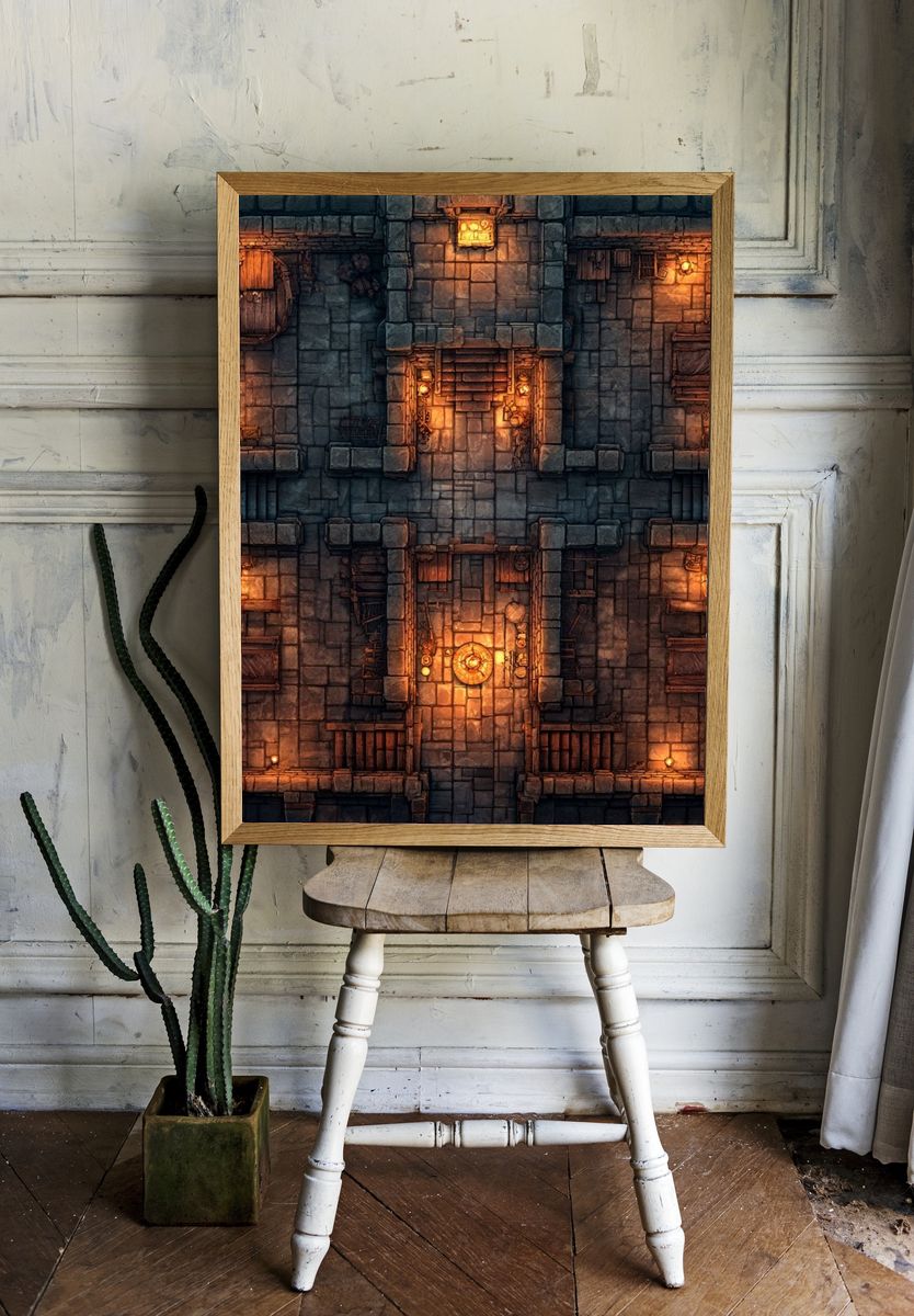 Dungeon Floor Plan Illustration Poster. — room view 1