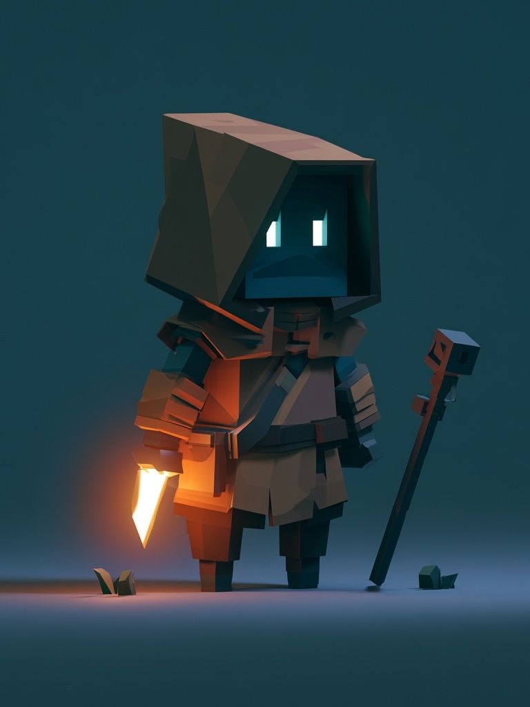 Voxel Hooded Adventurer Poster. poster detail