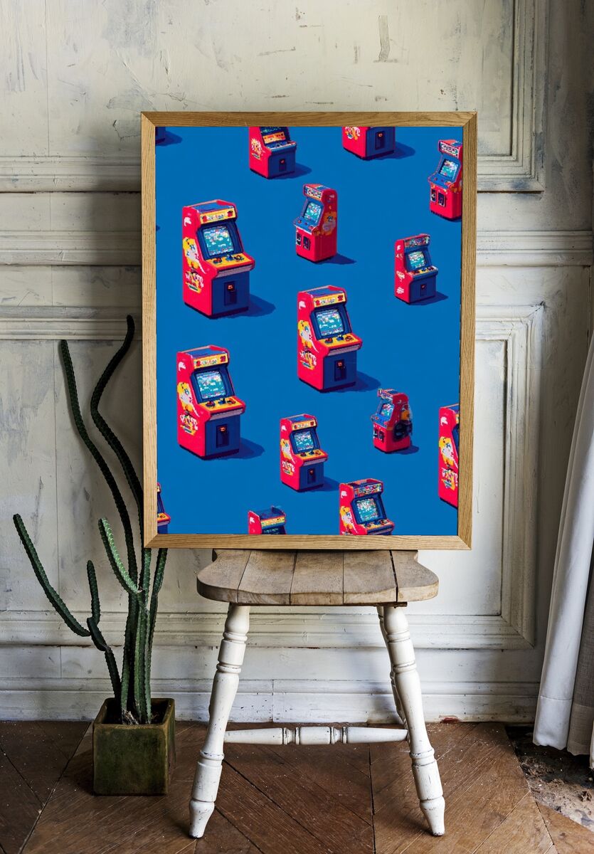 Retro Arcade Machines — Gaming Print. — room view 1