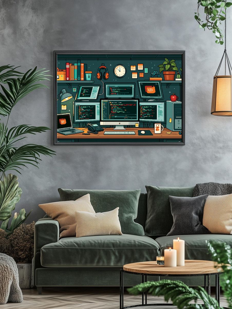 Coder's Desk Pixel Art Poster. — room view 4