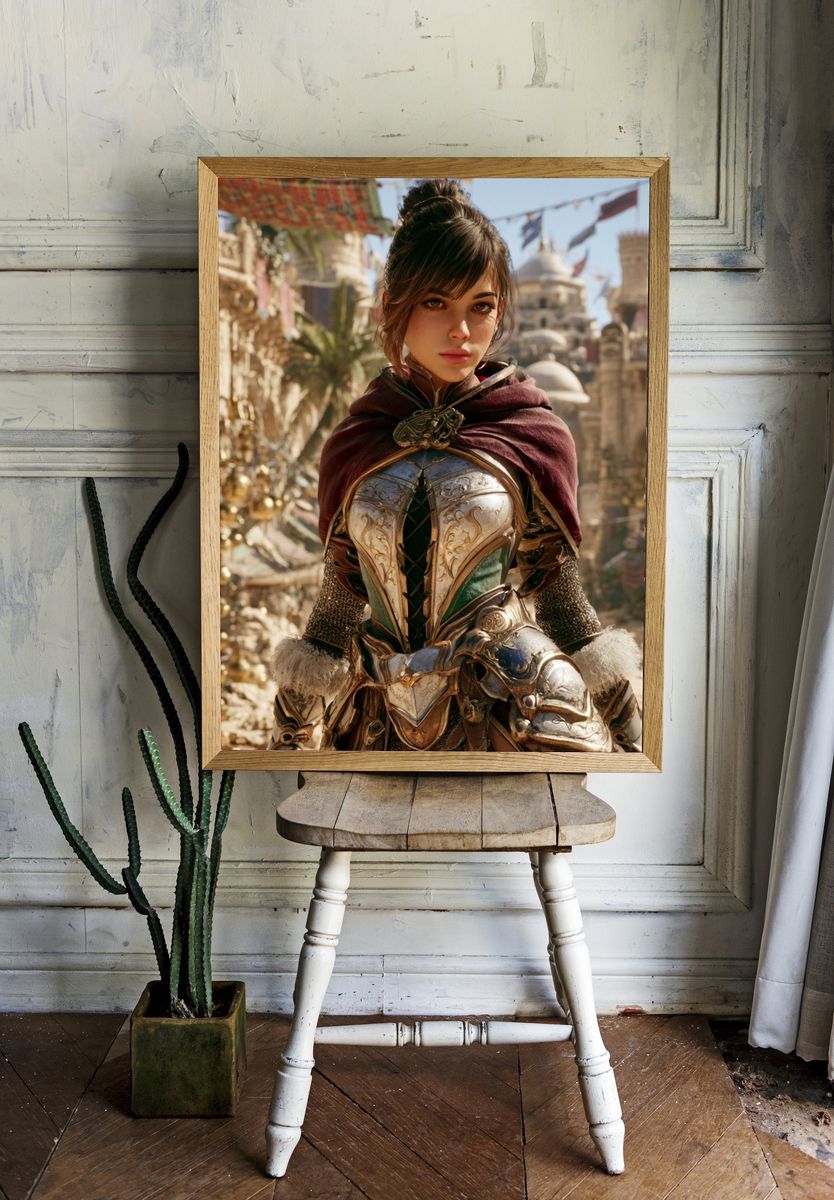 Fantasy Warrior Portrait Print. room preview