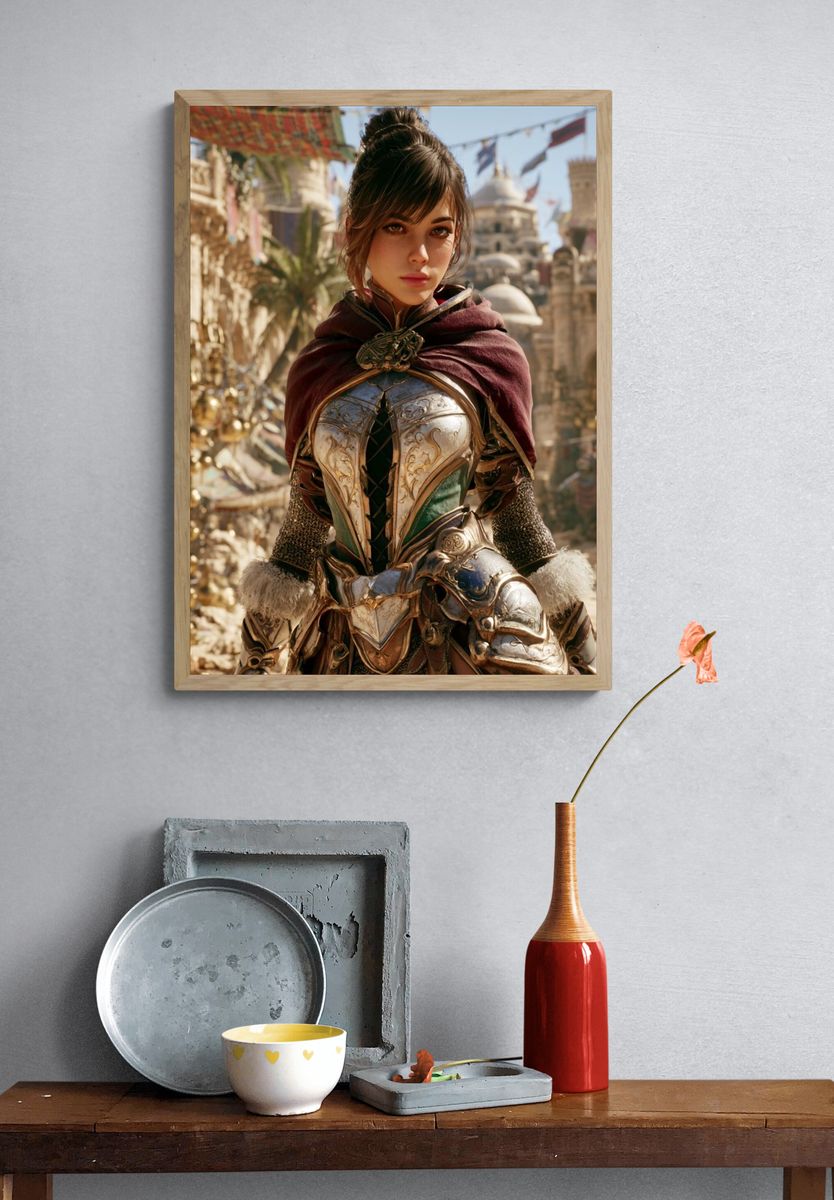 Fantasy Warrior Portrait Print. — room view 3