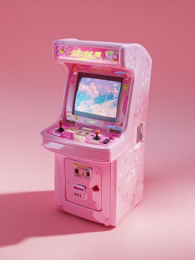 Pink Arcade Cabinet Digital Art Poster.