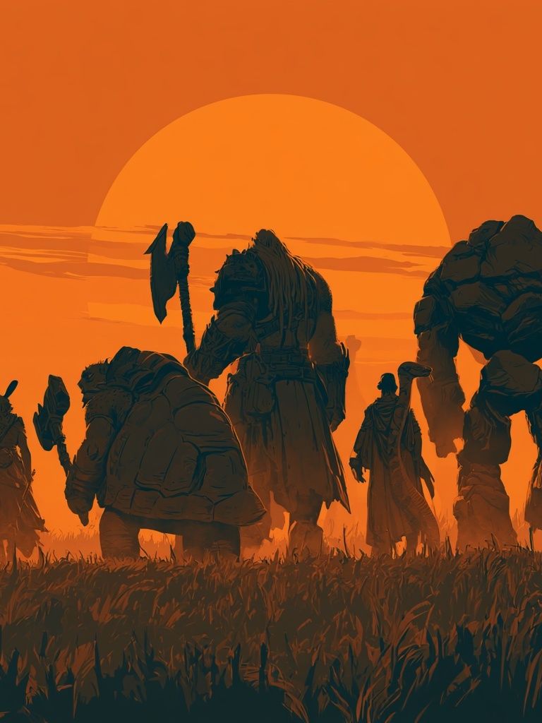 Fantasy Sunset Warriors Poster. poster — gaming art