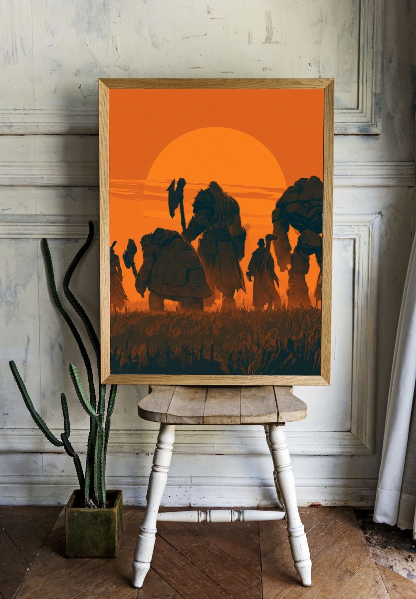 Fantasy Sunset Warriors Poster. — room view 1