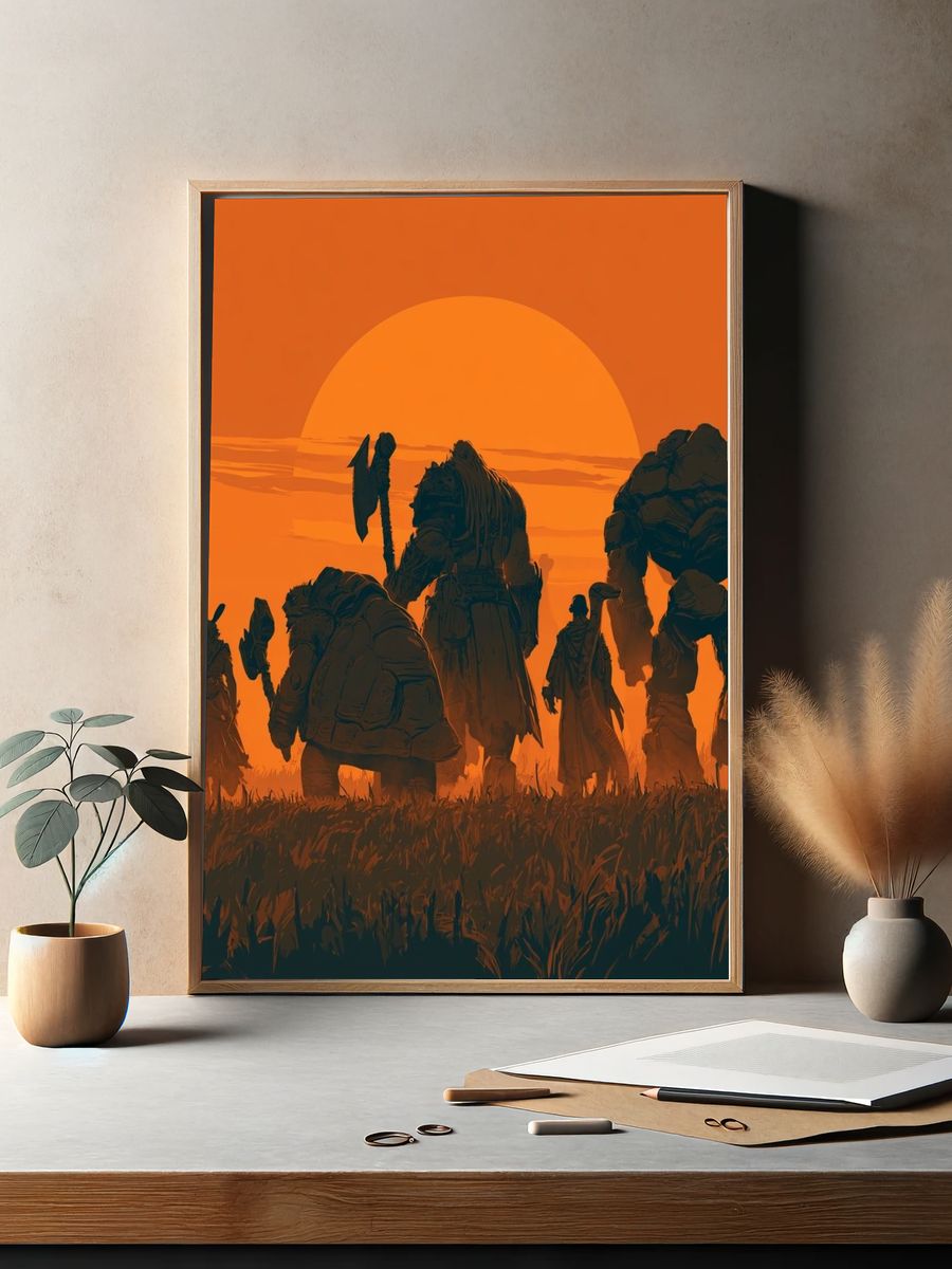 Fantasy Sunset Warriors Poster. — room view 2