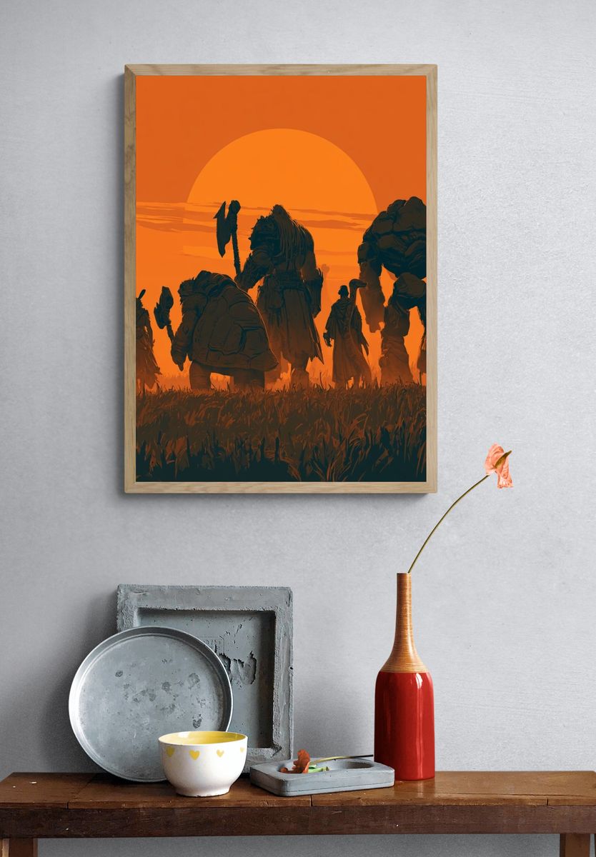 Fantasy Sunset Warriors Poster. — room view 3