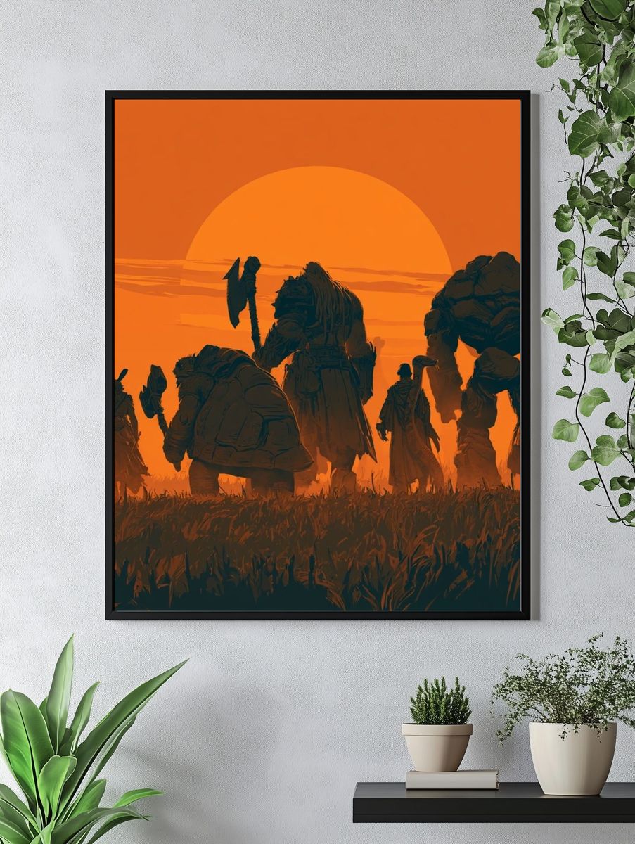 Fantasy Sunset Warriors Poster. — room view 4