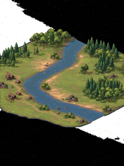 Pixel Forest River Map Poster. poster