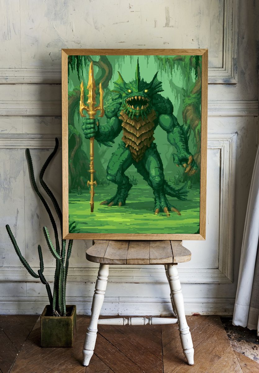 Swamp Monster Fantasy Illustration Poster. — room view 1