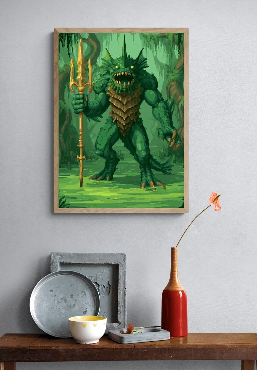 Swamp Monster Fantasy Illustration Poster. — room view 3