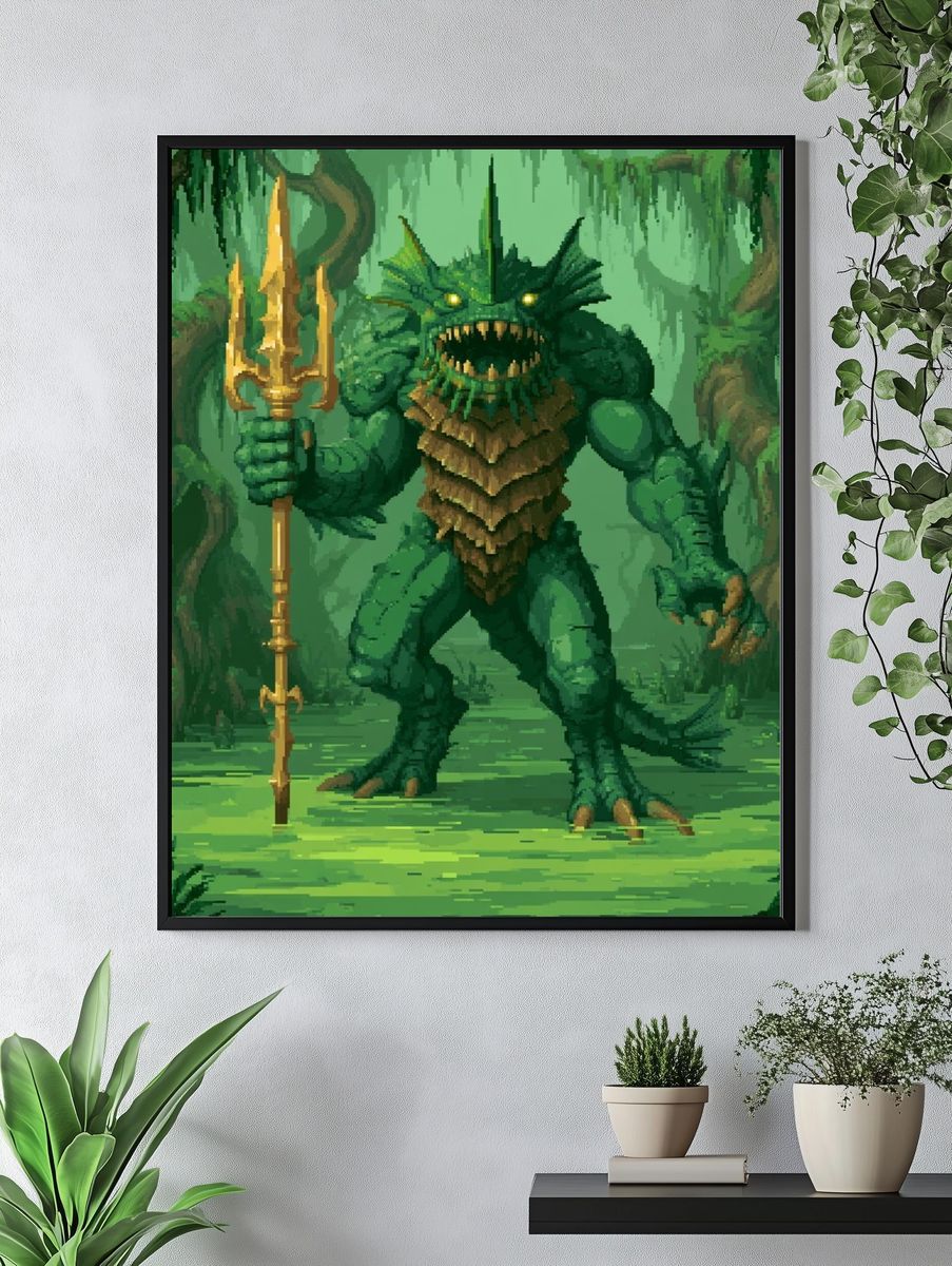 Swamp Monster Fantasy Illustration Poster. — room view 4