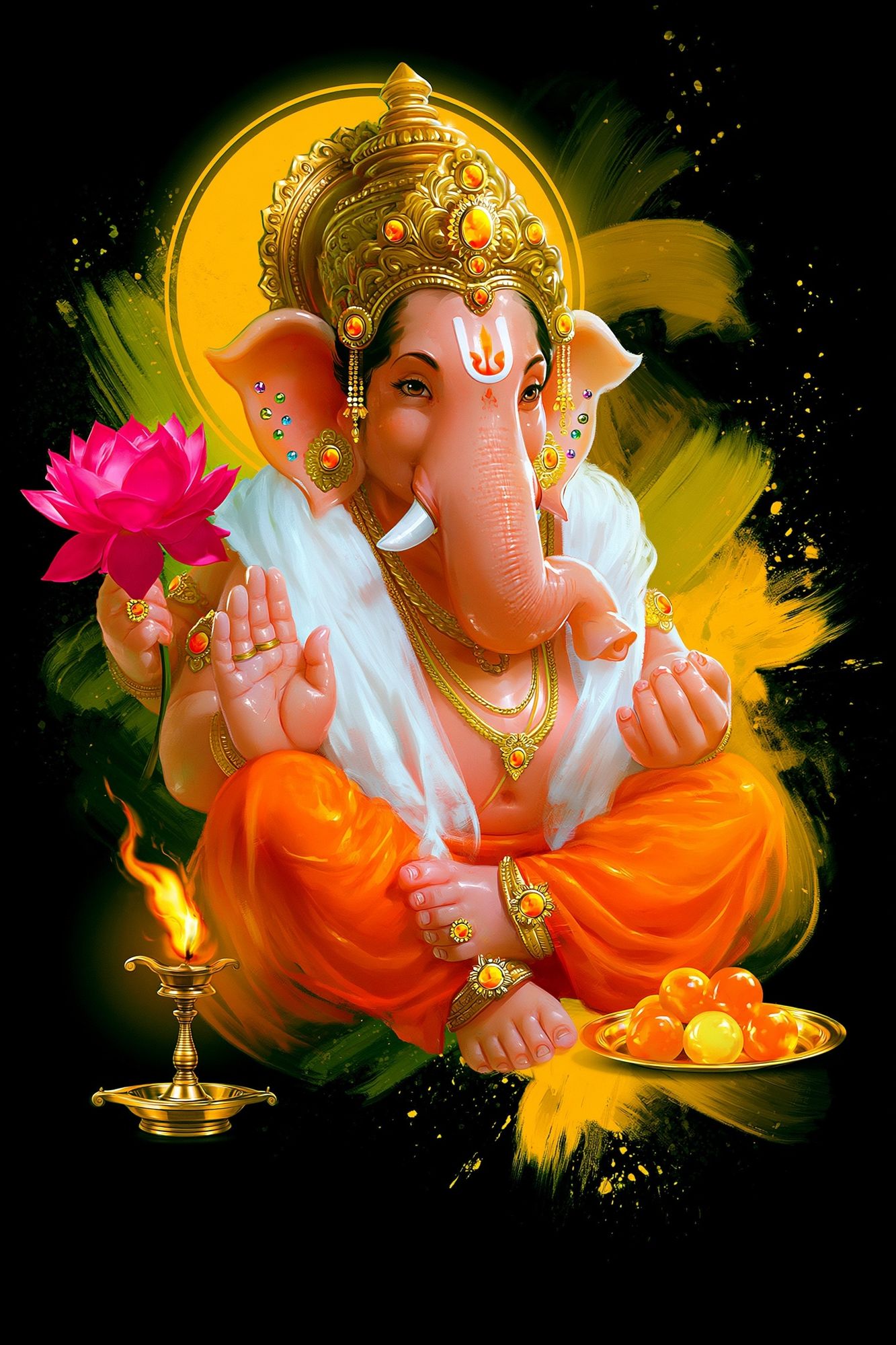 Lord Ganesha Devotional Digital Art Poster. poster detail