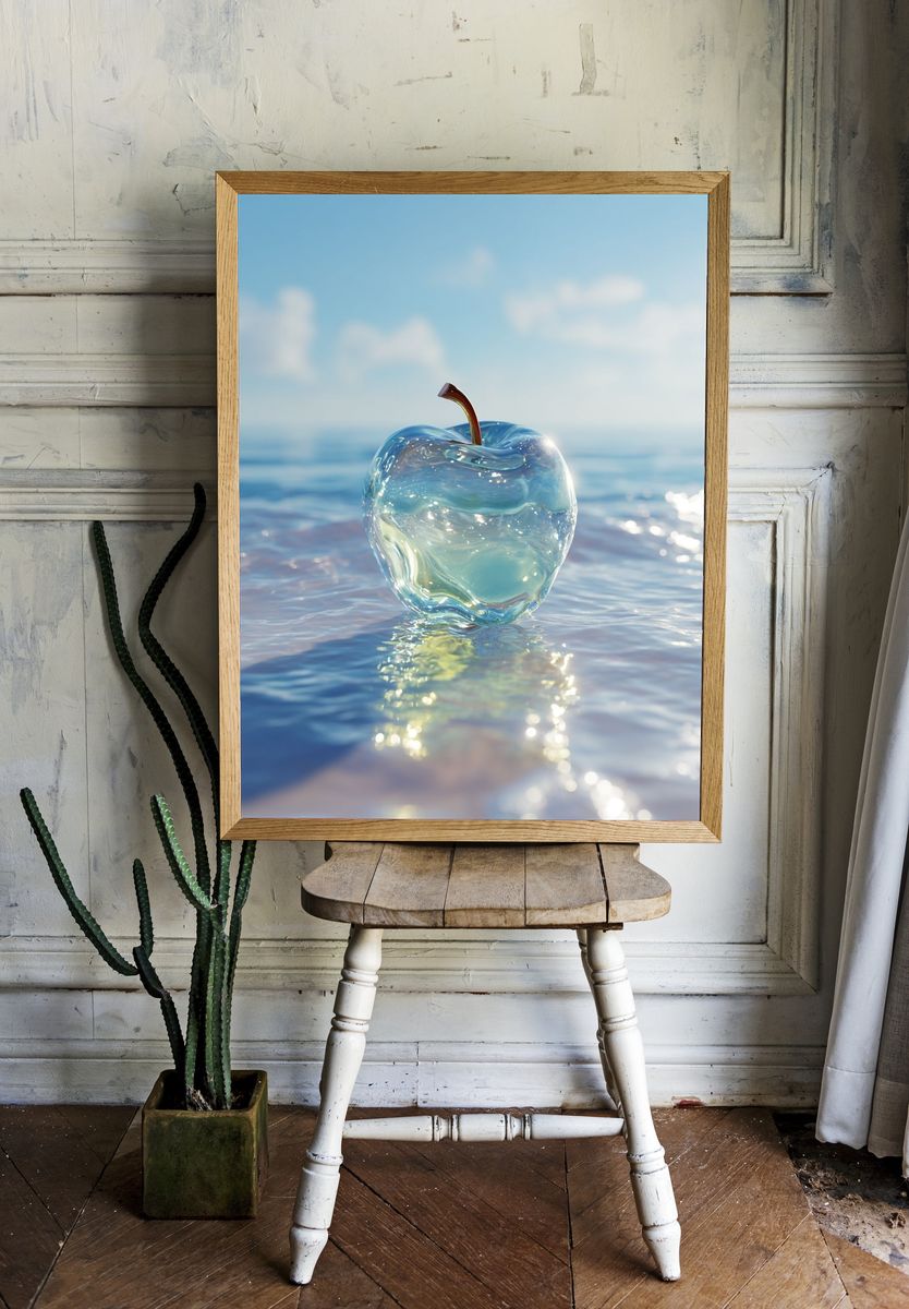 Glass Apple — Contemporary Art Print. room preview