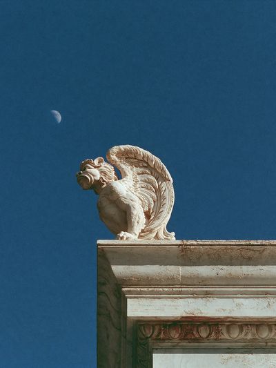 Gargoyle Moonlit Sky Photography Poster. poster