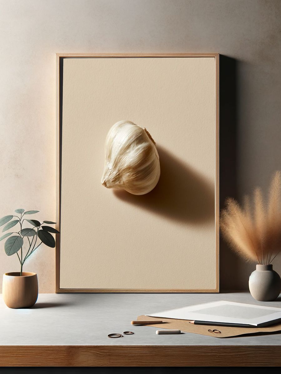 Garlic Still Life Photography Print. — room view 2