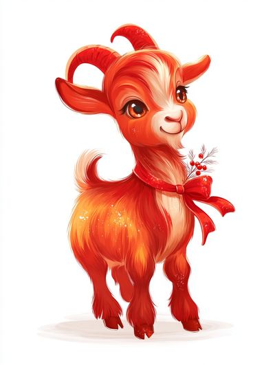 Cute Red Goat Illustration Poster. poster