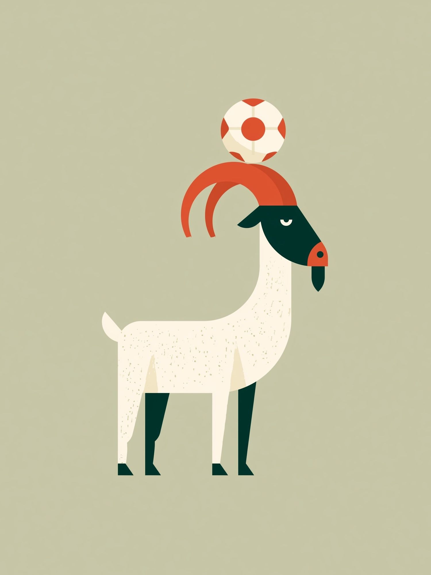 Goat with Lifebuoy Minimalist Print. poster — illustration art