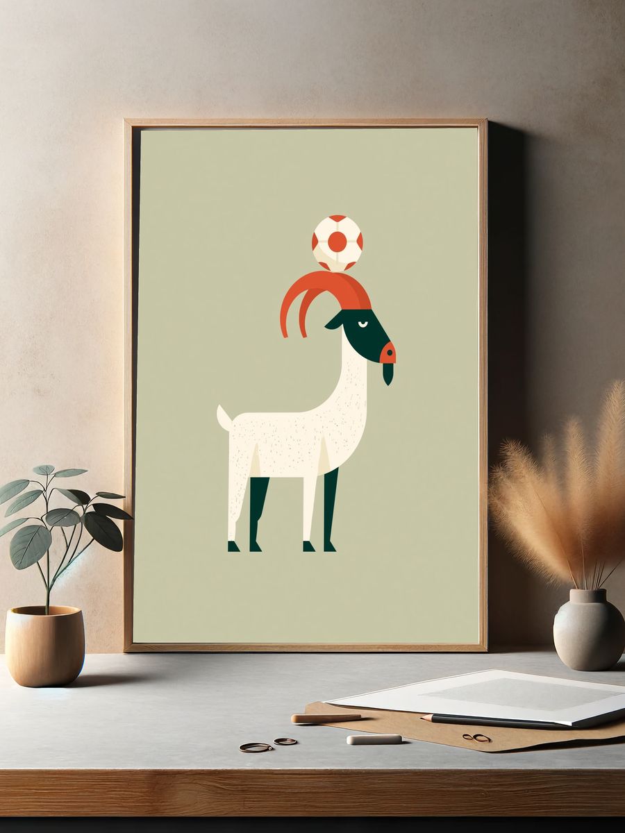 Goat with Lifebuoy Minimalist Print. — room view 2