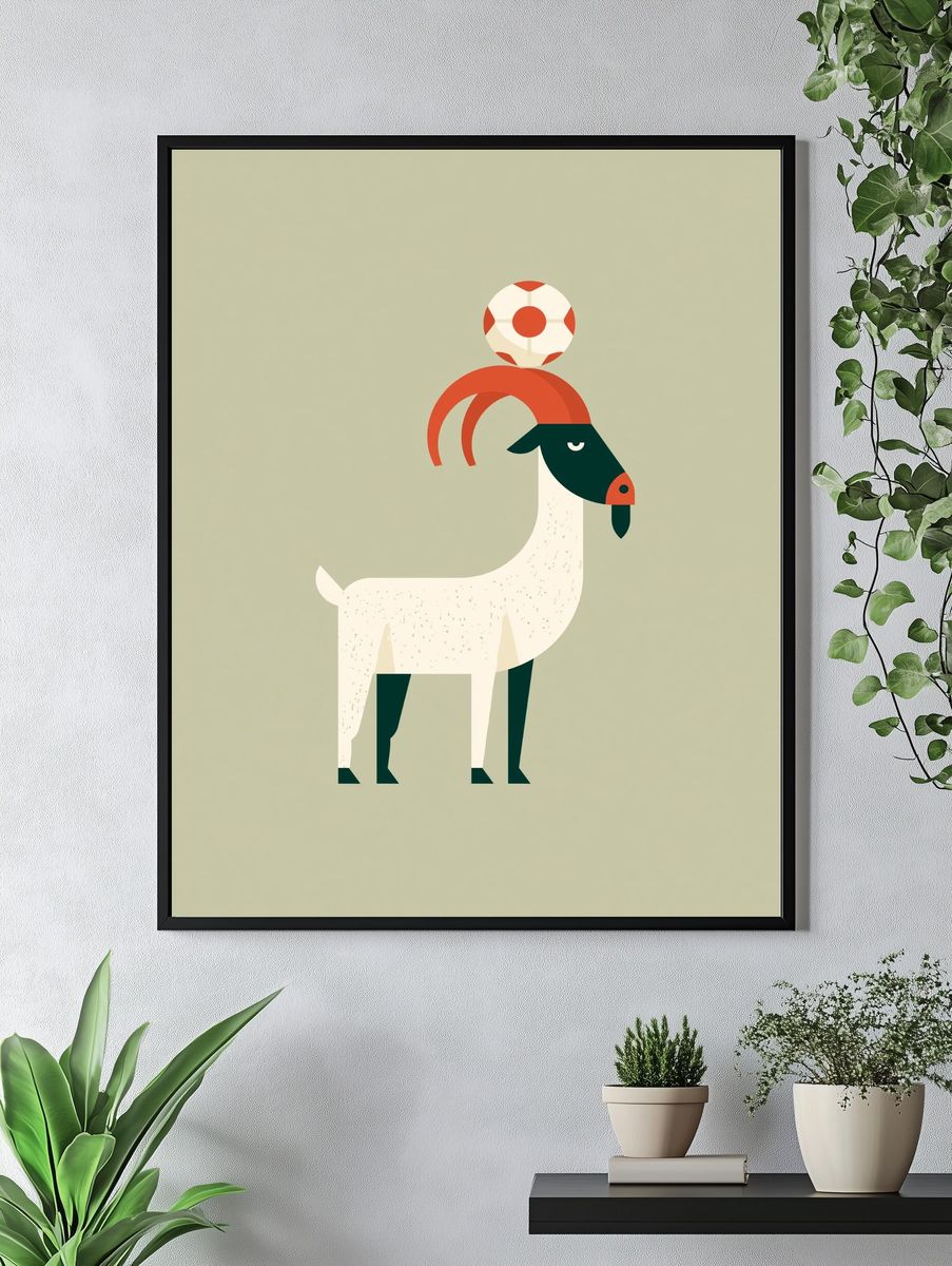 Goat with Lifebuoy Minimalist Print. — room view 4