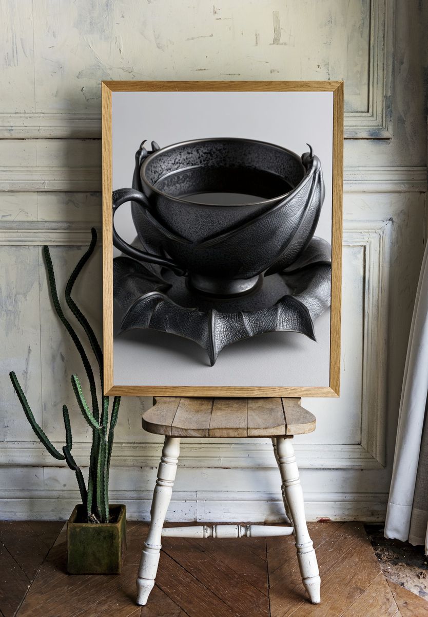 Gothic Bat Cup Still Life Poster. room preview