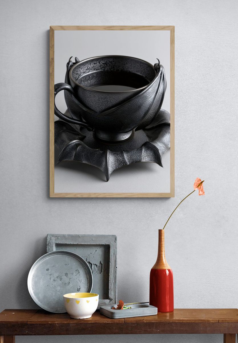 Gothic Bat Cup Still Life Poster. — room view 3
