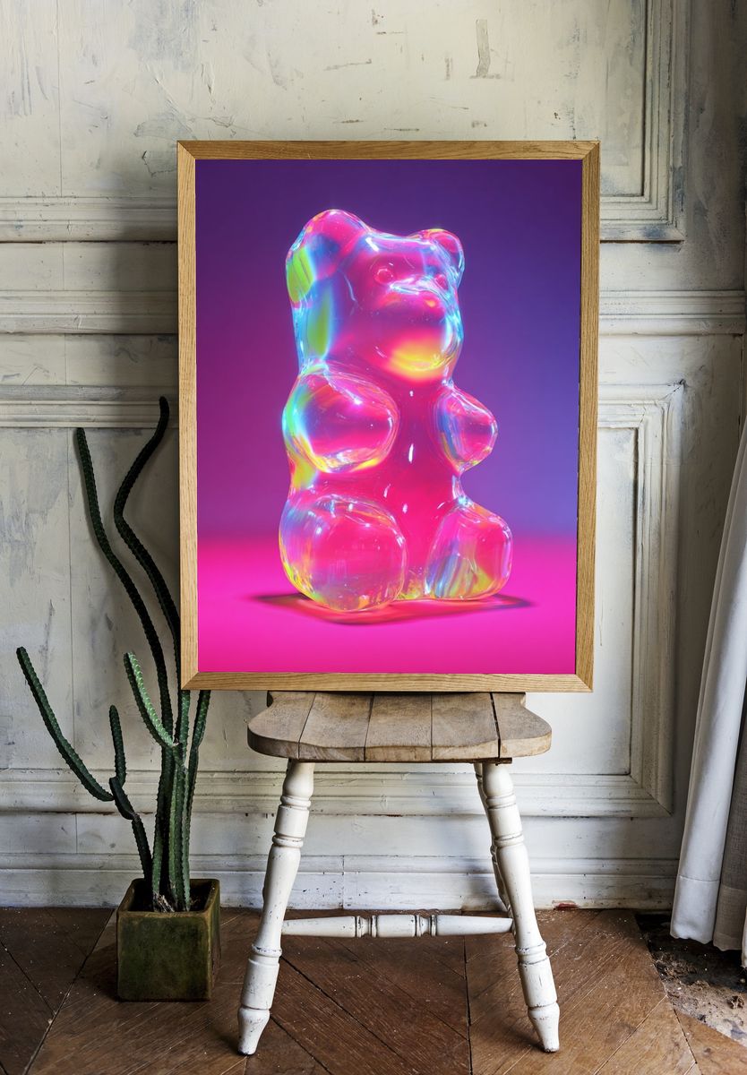 Colorful Gummy Bear — Digital Art Print. room preview