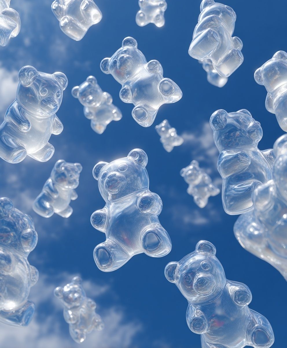 Floating Gummy Bears — Fun Print. poster — illustration art