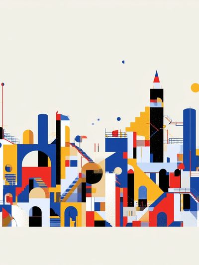 Geometric Cityscape Abstract Poster.