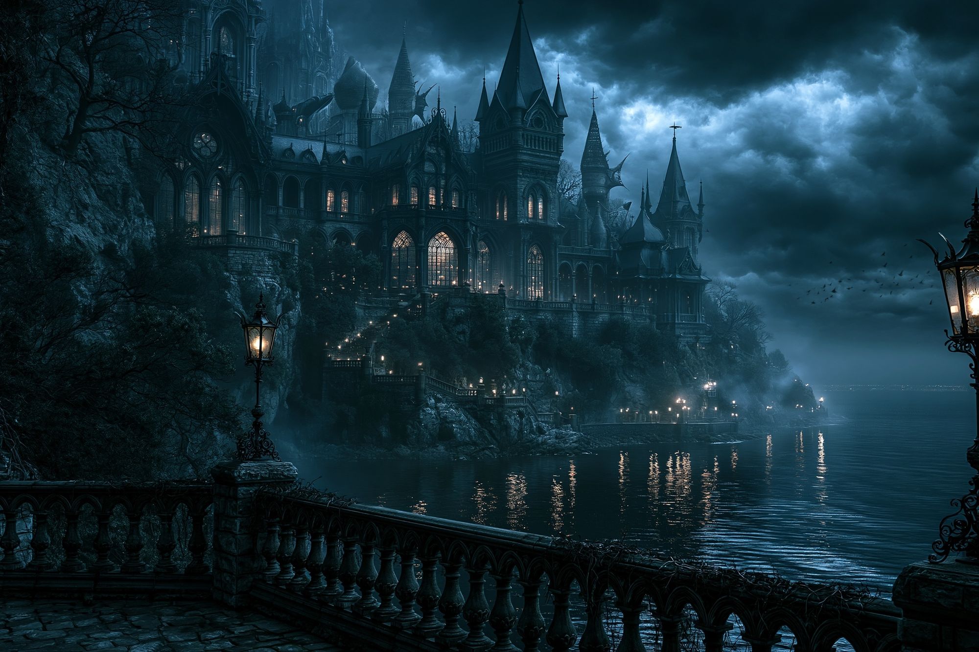 Gothic Castle by the Sea Poster. poster detail
