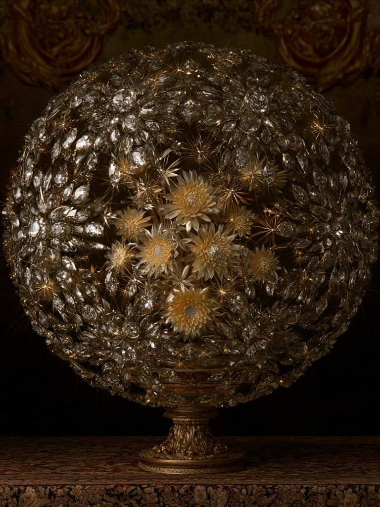 Gilded Crystal Floral Sphere Print. poster detail