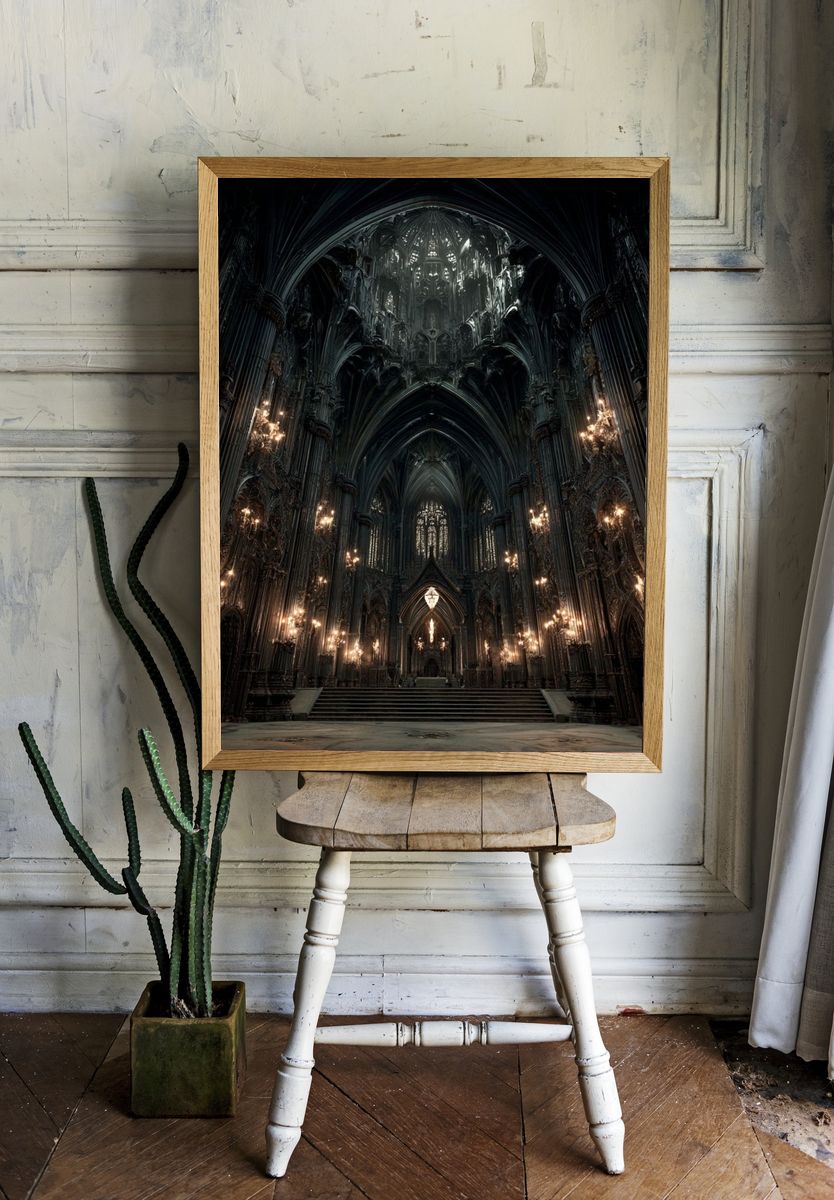 Gothic Cathedral Interior — Fine Art Print room preview