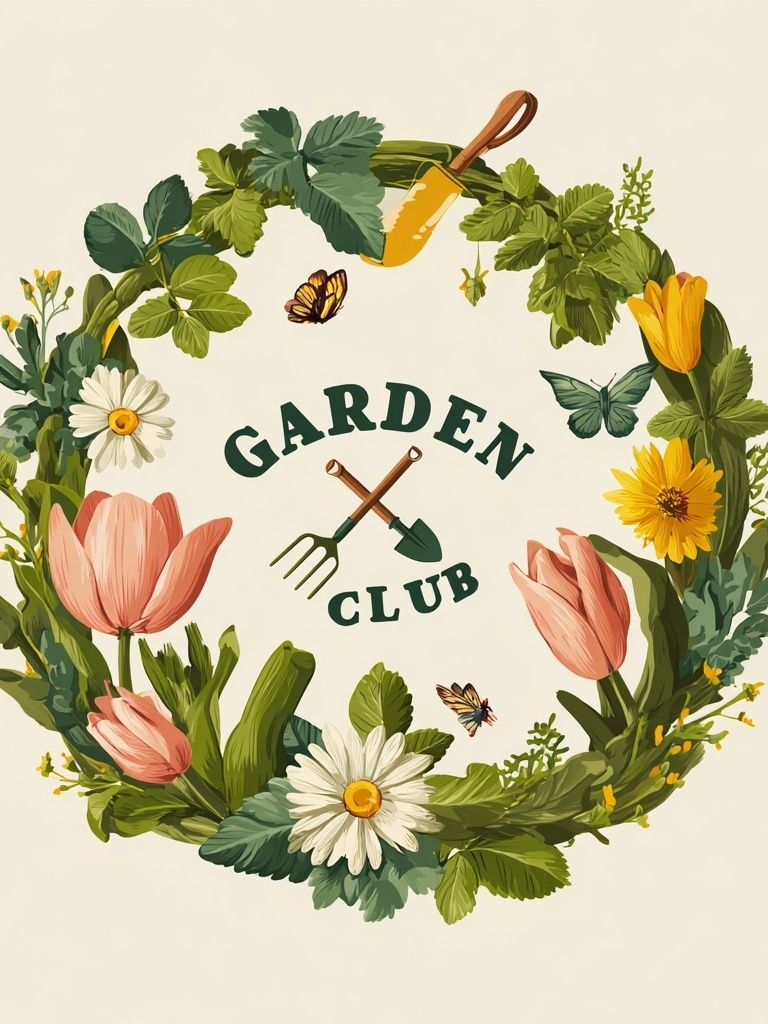 Garden Club Illustration Poster. poster — botanical art