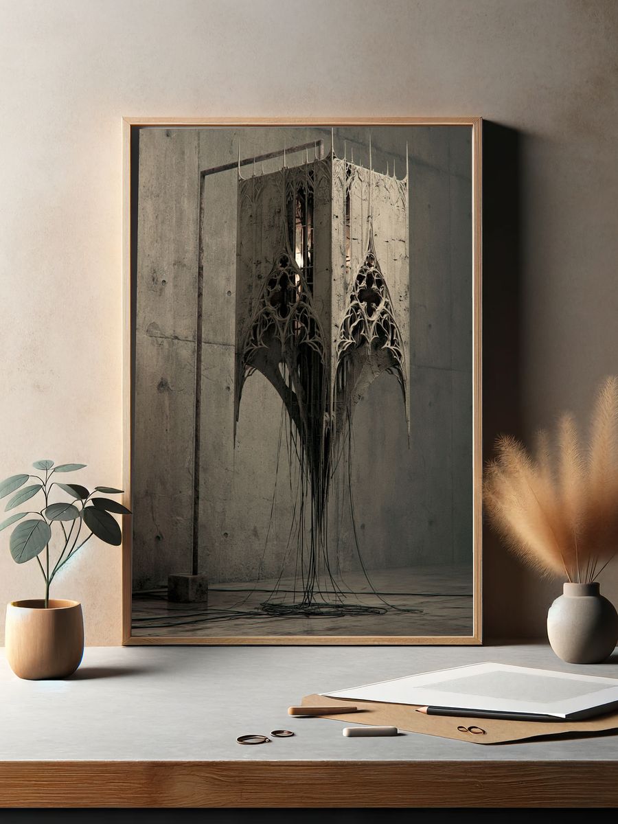 Gothic Concrete Sculpture Print. — room view 2
