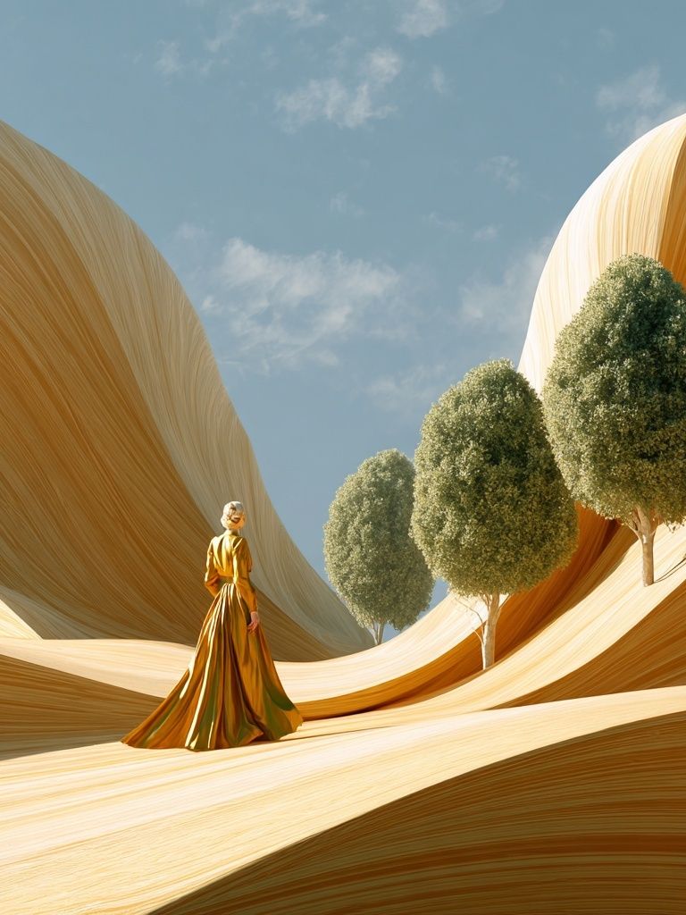 Golden Dress in Abstract Landscape Poster. poster — fine-art art