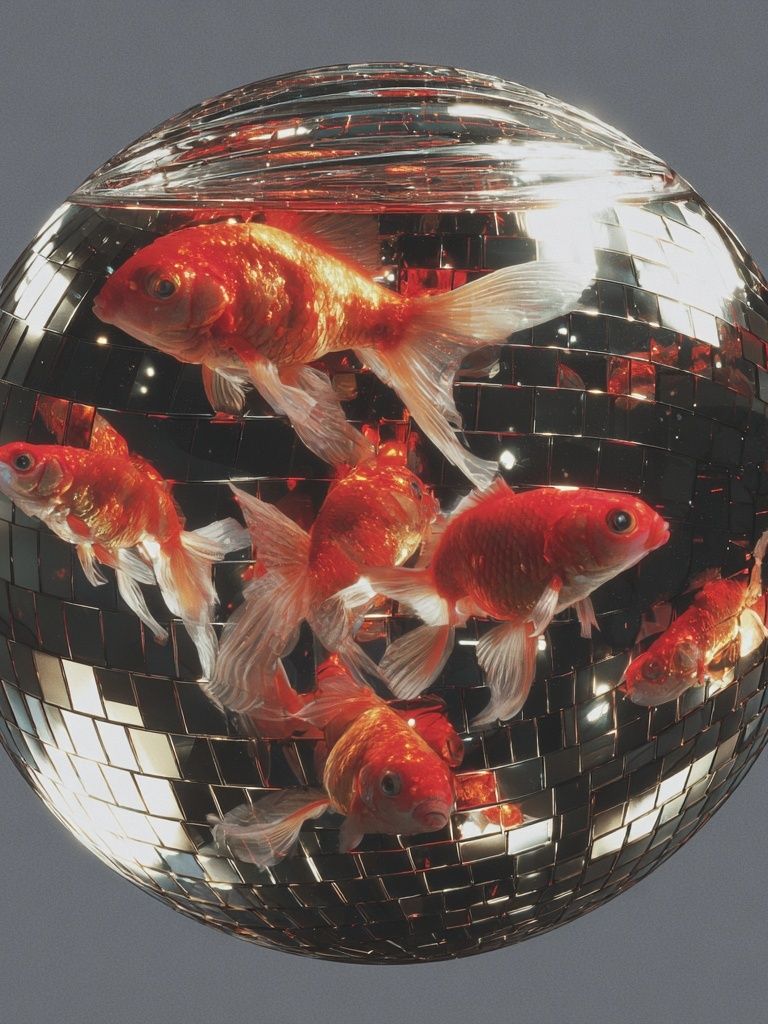 Goldfish Disco Ball Poster. poster detail