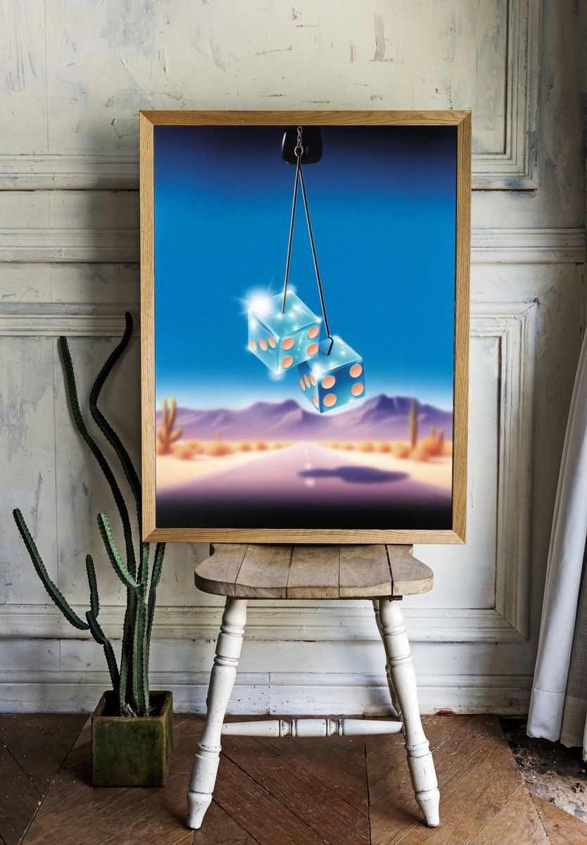 Glowing Dice — Retro Art Print. — room view 1