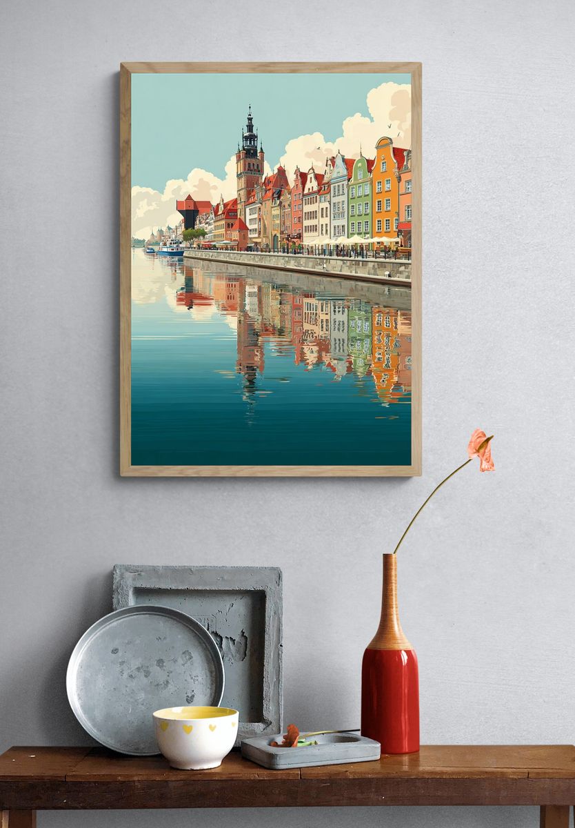 Gdansk Waterfront — Vintage Print. — room view 3