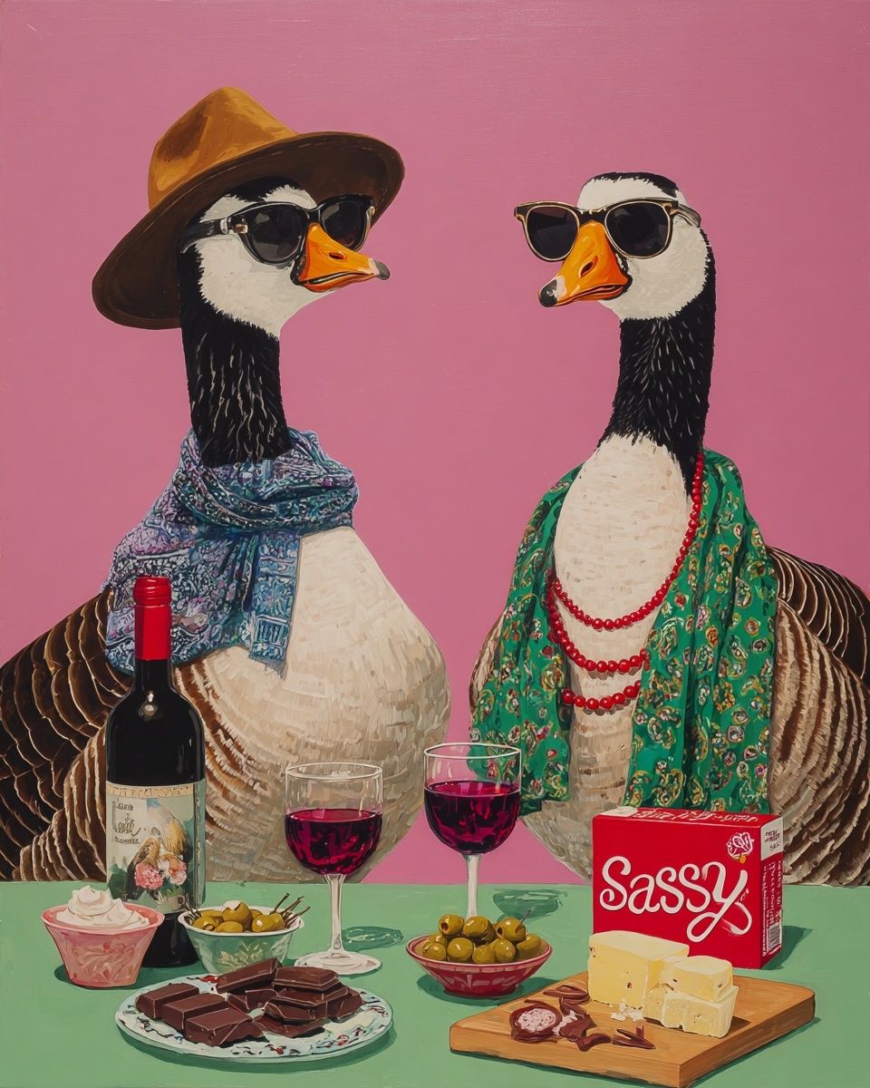 Sassy Geese Pop Art Poster. poster detail