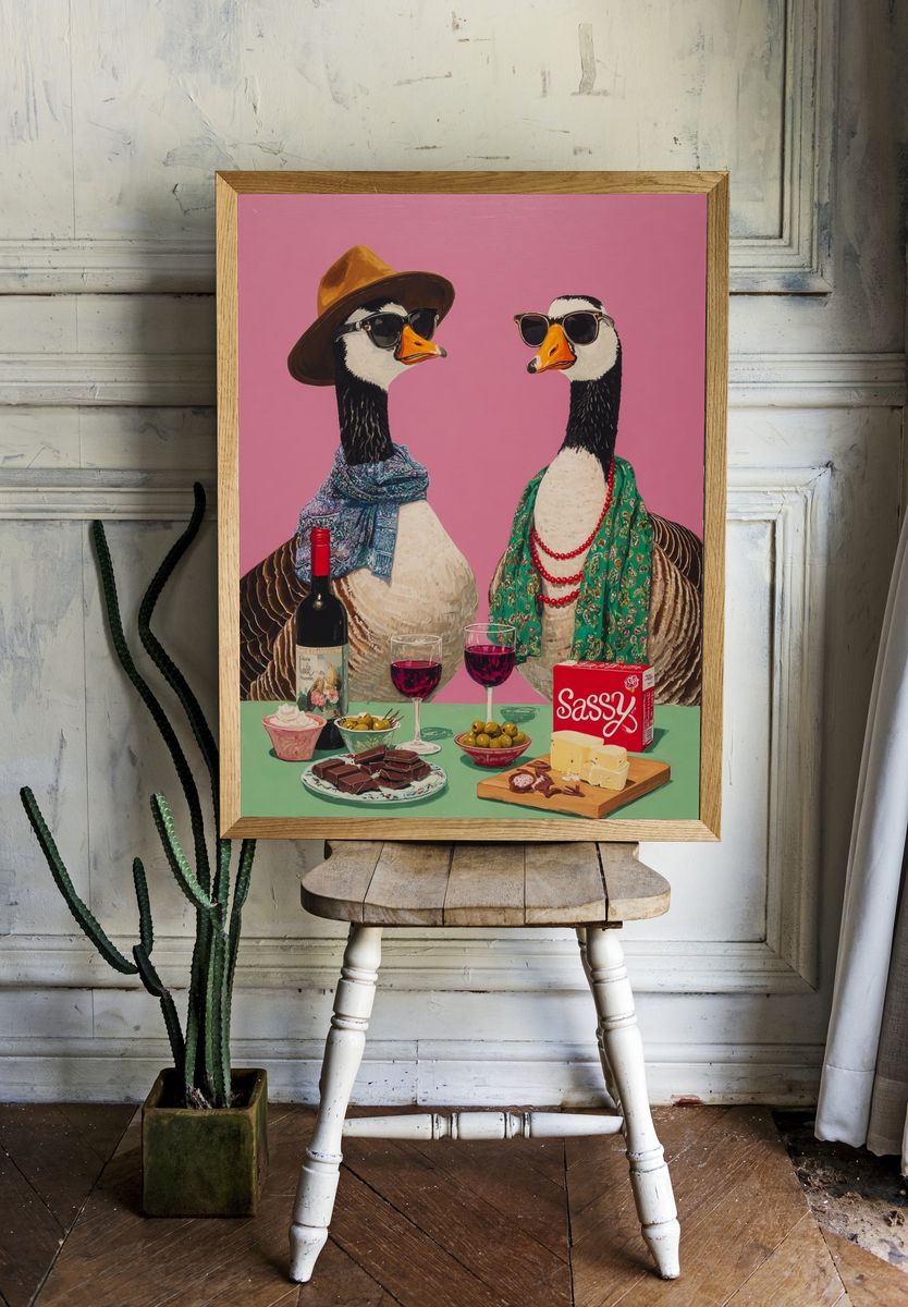 Sassy Geese Pop Art Poster room preview