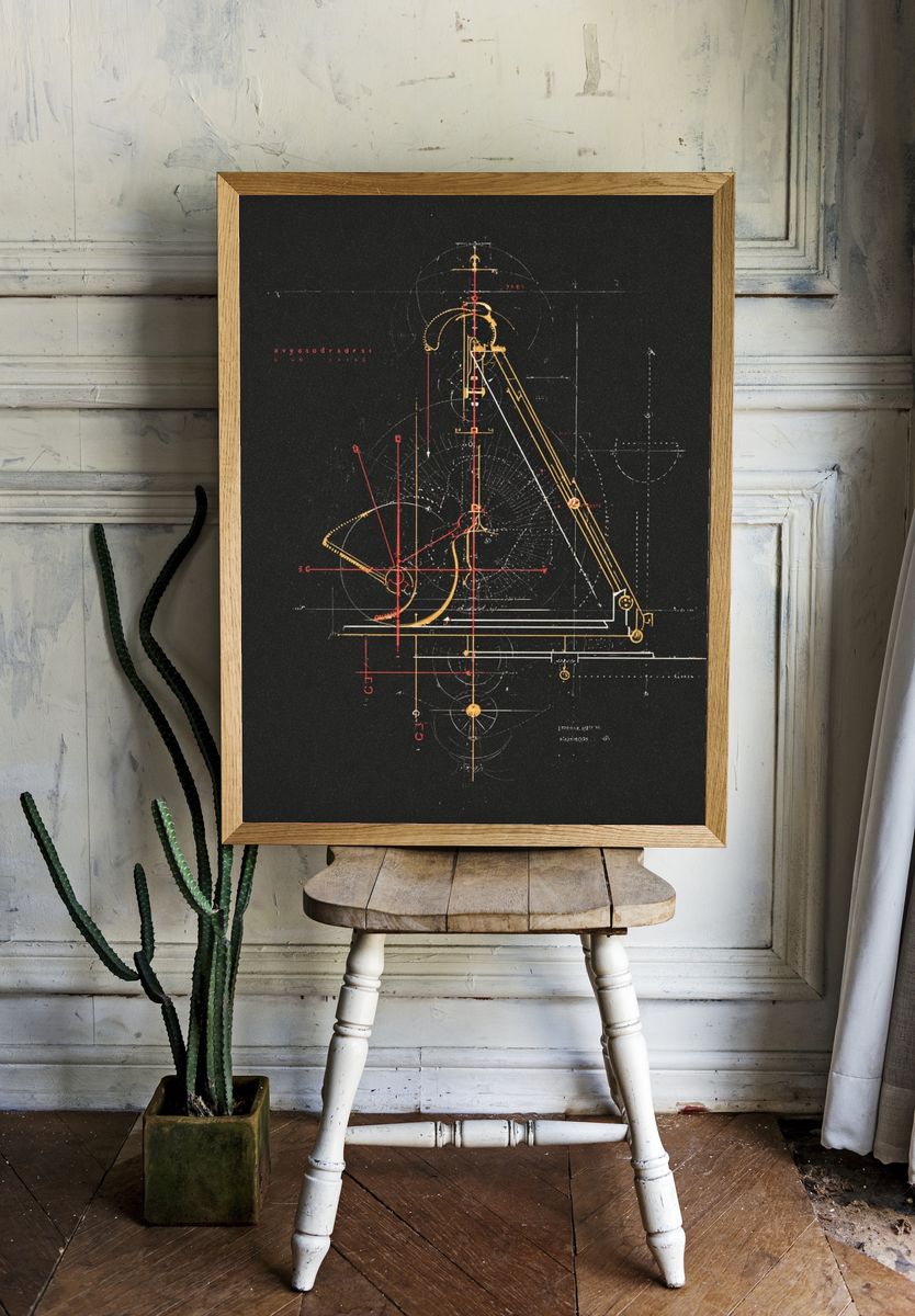 Geometric Blueprint Abstract Poster room preview