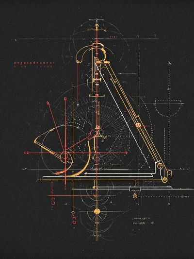 Geometric Blueprint Abstract Poster. poster