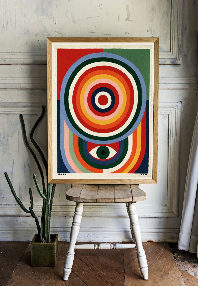 Geometric Eye Rainbow Poster. — room view 1