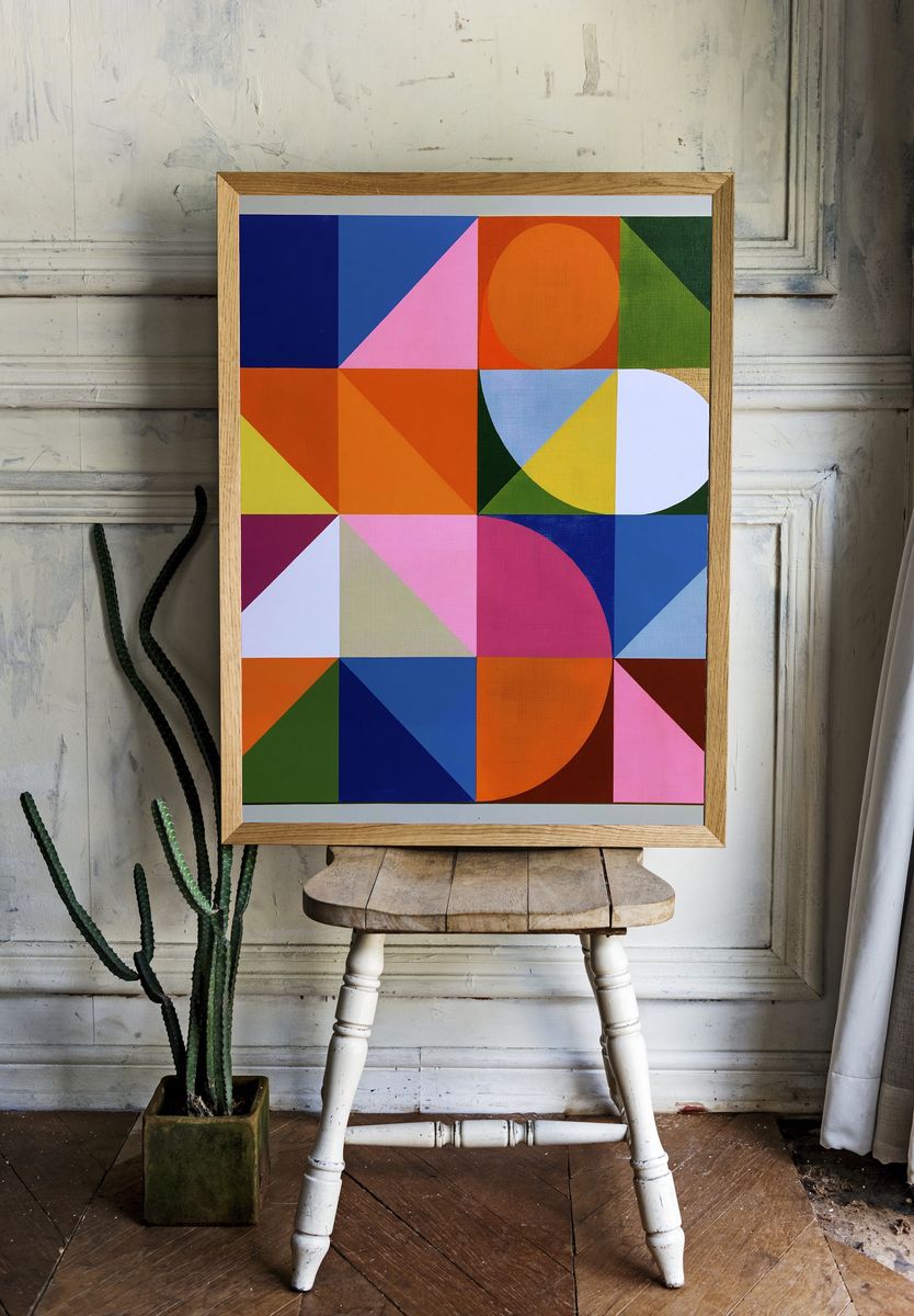 Geometric Color Blocks Abstract Poster. — room view 1
