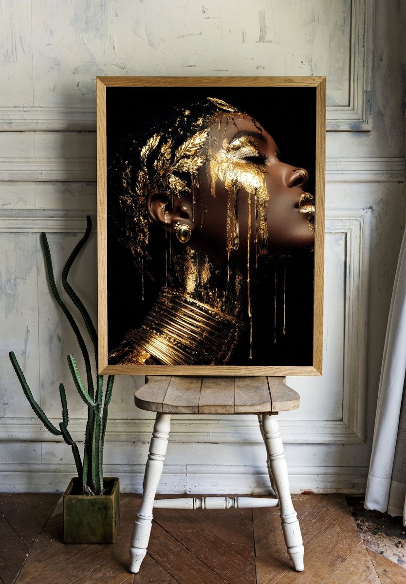 Golden Elegance Portrait Poster room preview