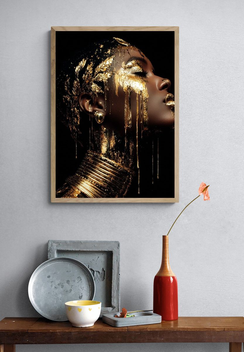 Golden Elegance Portrait Poster. — room view 3