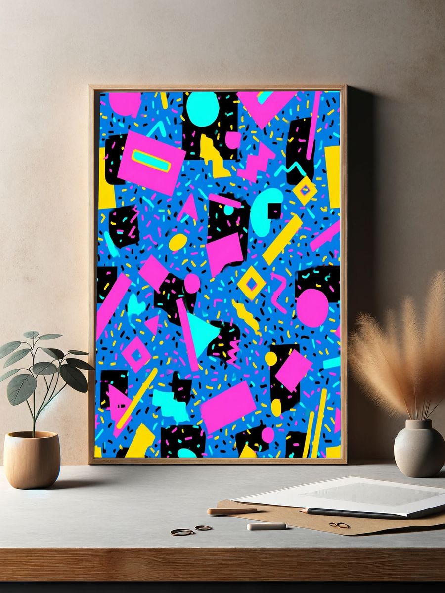 Colorful Geometric Pattern Poster. — room view 2