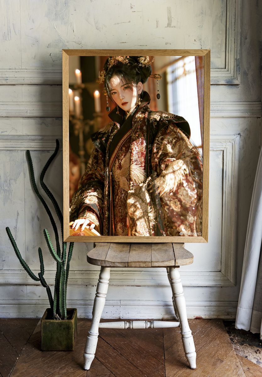 Elegant Geisha Portrait Print. room preview