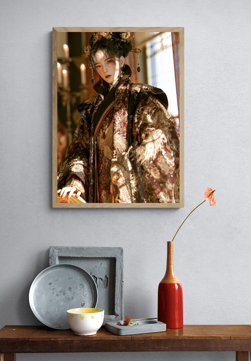 Elegant Geisha Portrait Print. — room view 3