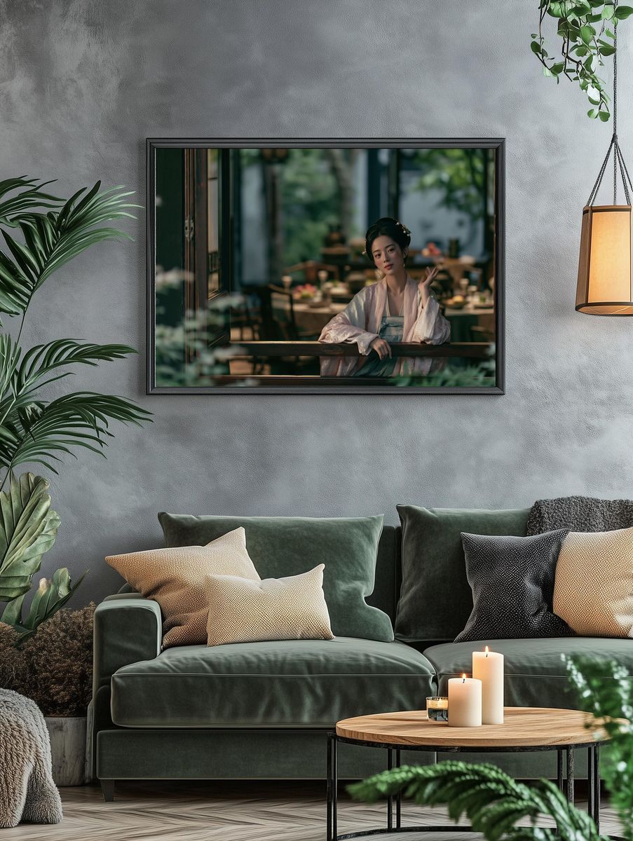 Elegant Geisha Portrait Print. — room view 4
